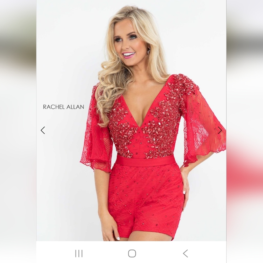 Rachel Allan Red Beaded Romper